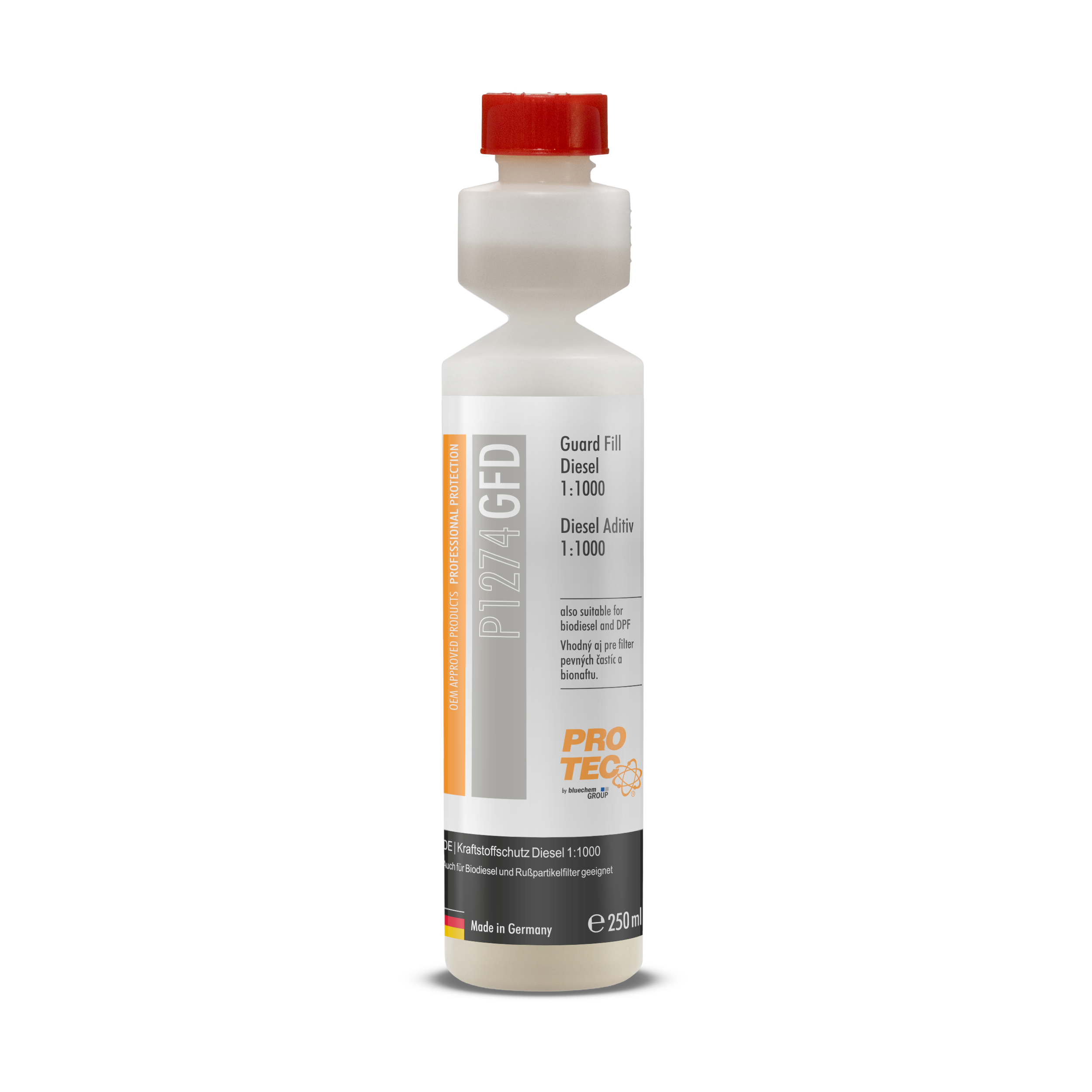 PRO TEC. Guard Fill Diesel — optimizator de motorină, 250 ml